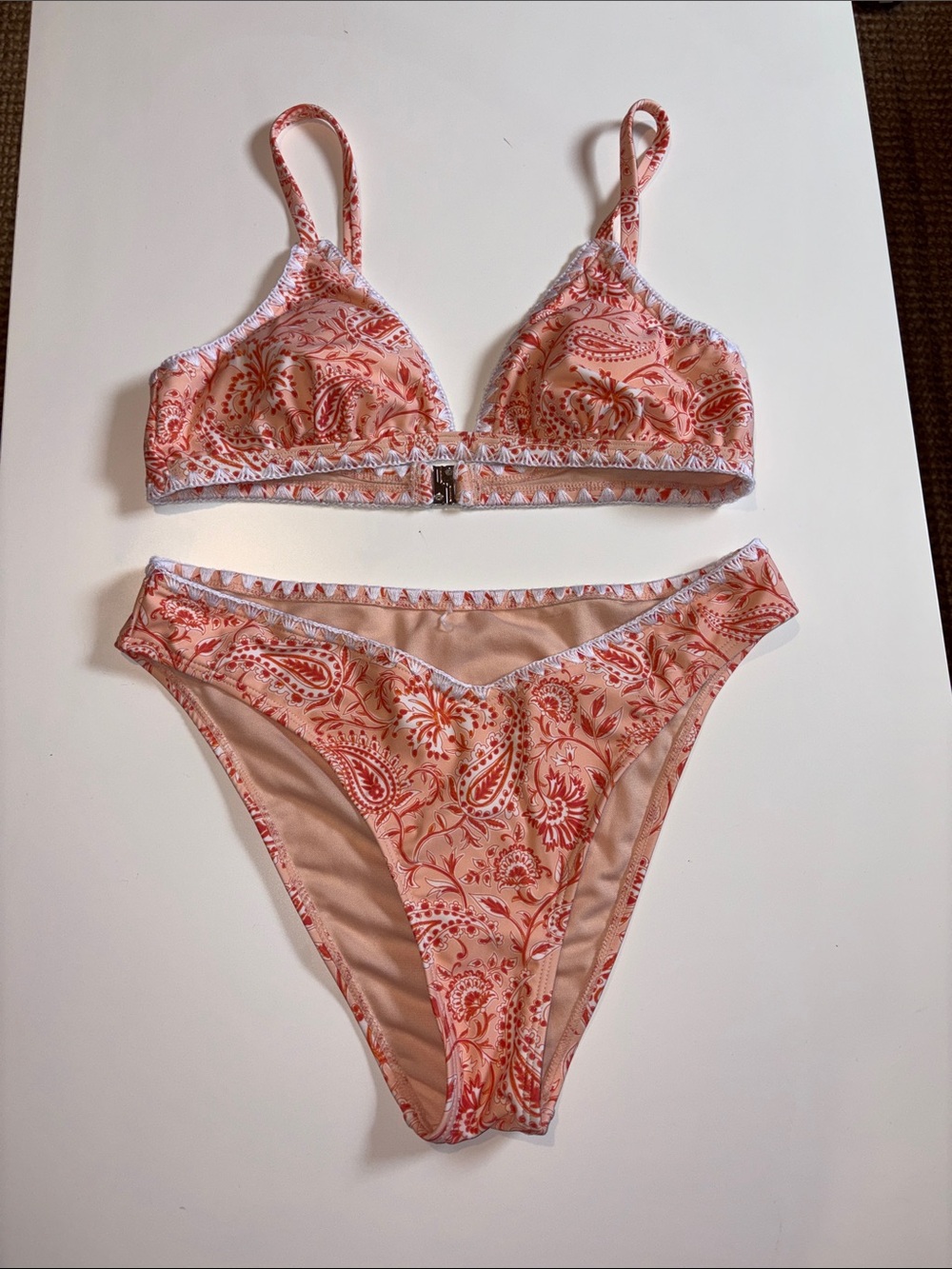 Cupshe Coral Paisley Triangle Bikini Set